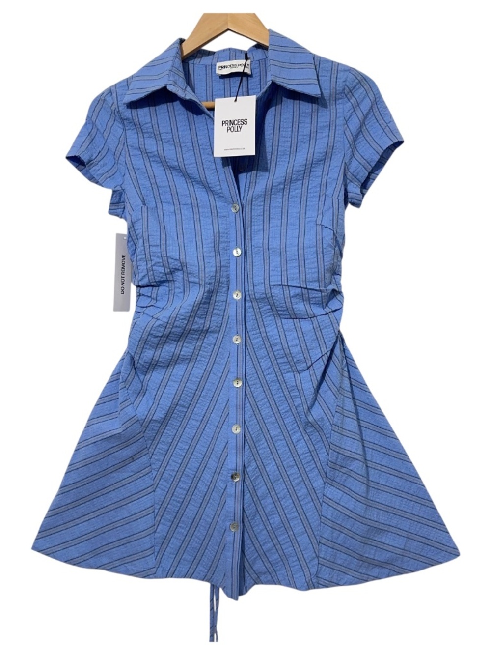 NWT Princess Polly Striped Button Down Mini ShirtDress Corset Back Womens Size 2